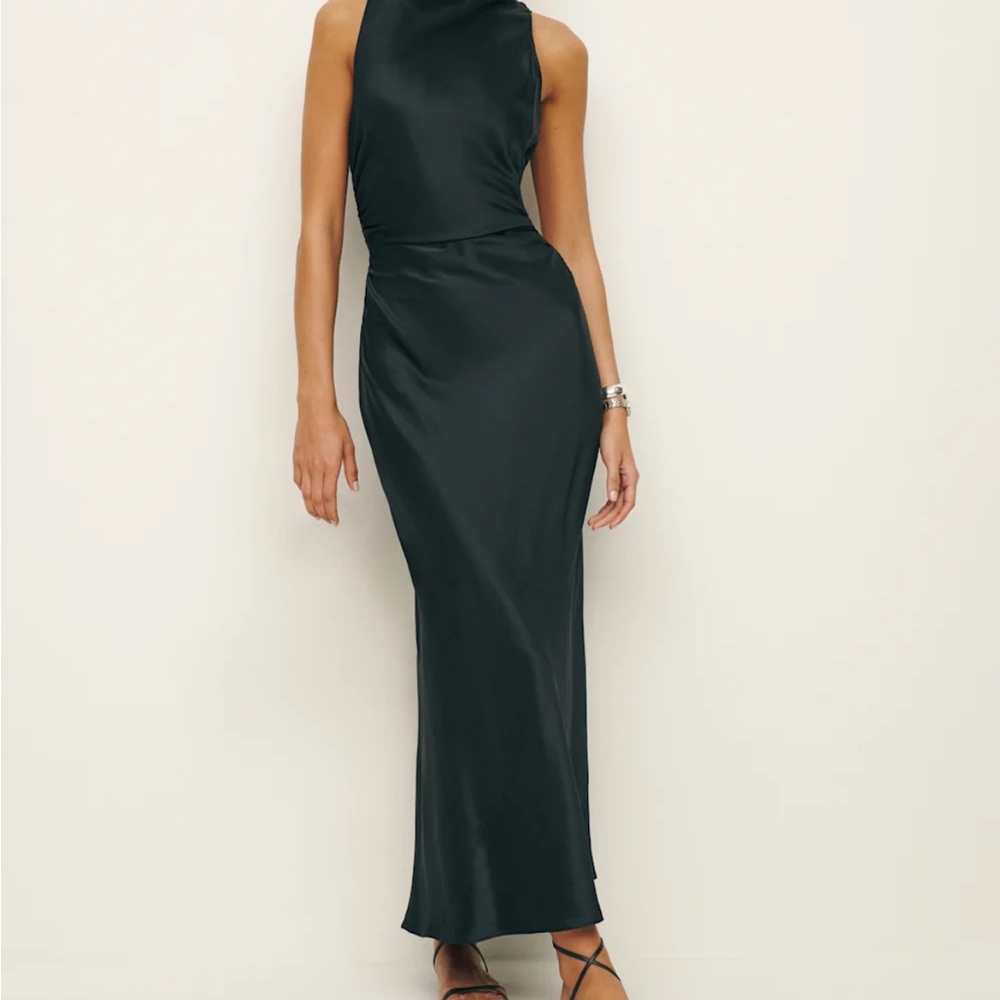 Reformation Casette Black Silk Dress